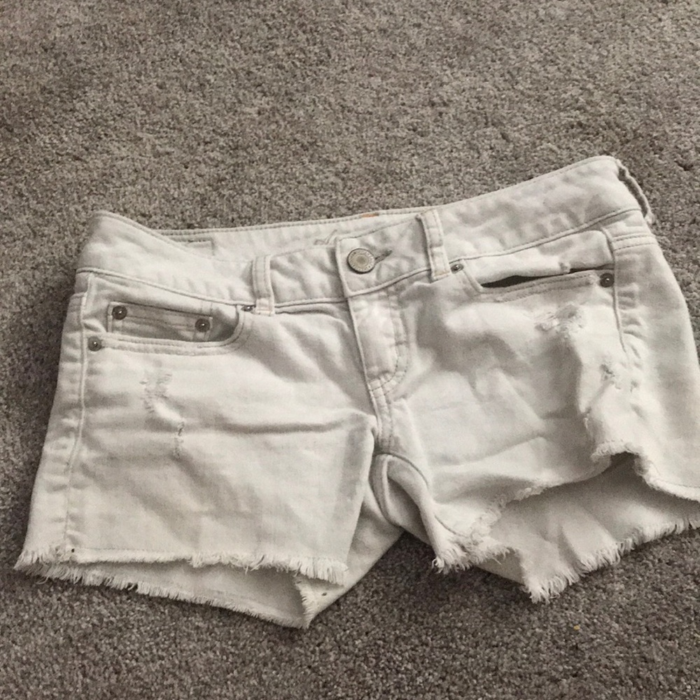 White jean shorts